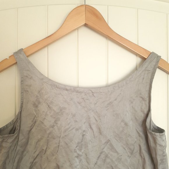 Eileen Fisher Rumpled Steel Satin Silver Scoop Neck Tank Top Size S - Picture 5 of 8